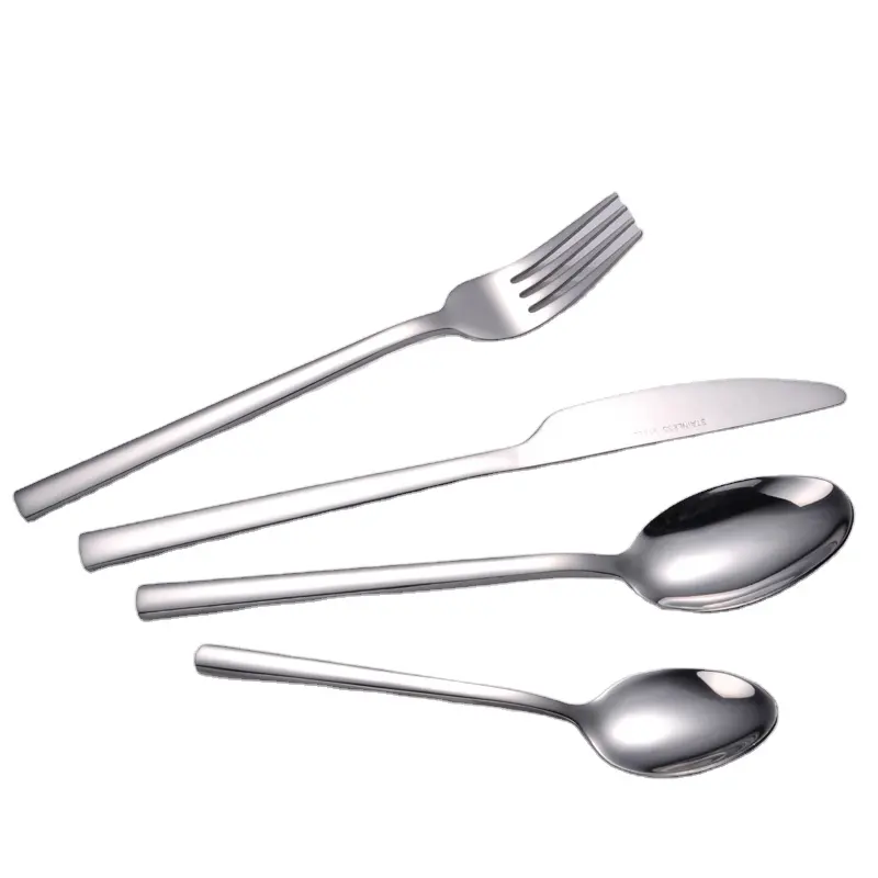 Wholesale Wedding Reusable Mirror Gold Teaspoon Spoon Fork Knife Stainless Steel Flatware Sets Cutlery