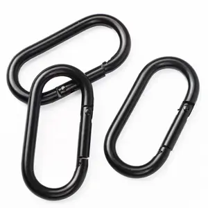 Factory High Quality Oval Durable Bag Carabiner Open Spring Snap Hook For Climbing O Ring Carabiner Znic Straight Black Snap