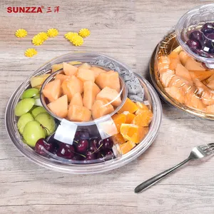 Sunzza оптовая продажа большая емкость 3/4/5/6 отсек двухслойная одноразовая упаковочная коробка для фруктов прозрачная пластиковая коробка для фруктов с крышкой