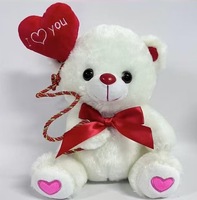 Boneka Teddy Bear Hari Valentine 30cm, Hewan Boneka Plush, Hadiah Romantis dengan Hati 'I Love You', Grosir, OEM
