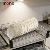 Em Promoção: Cesto Organizador de Talheres Deslizante de Duas Camadas com Fechamento Suave para Armário de Cozinha e Bandeja Coletora de Água
