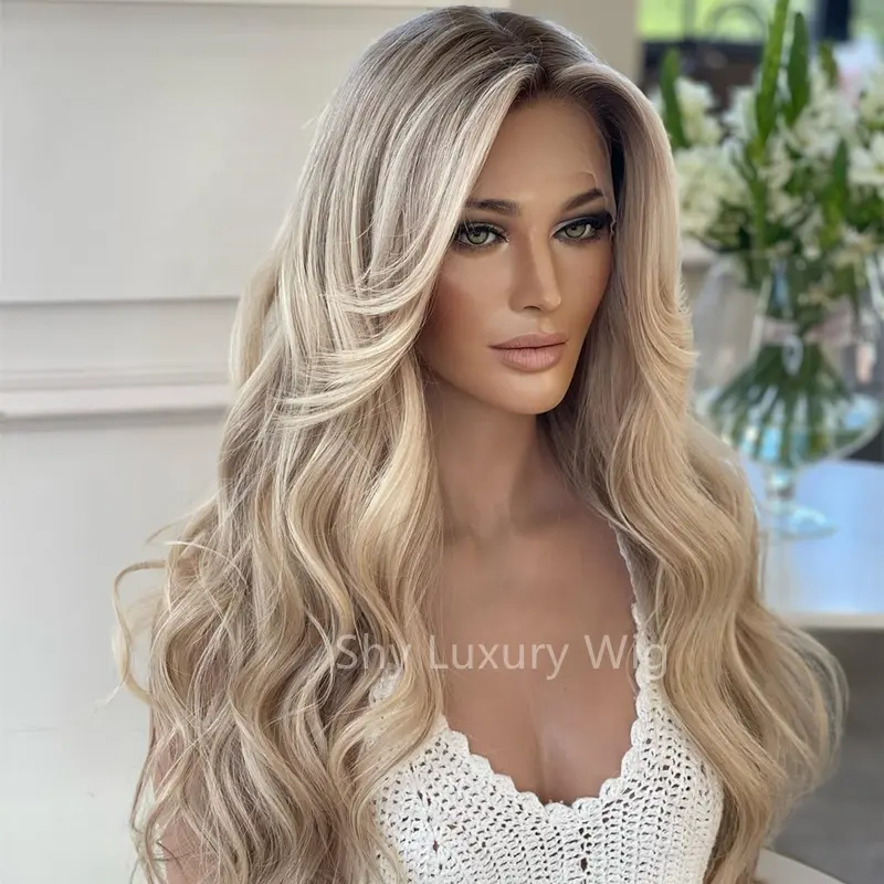 Perruque transparente en cheveux humains HD Full Lace Wig, avec baby hair, perruque HD Highlight Lace Front Wig, perruques vierges sans colle en dentelle de couleur blonde ombrée