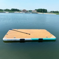 Radeau gonflable flottant pour loisirs aquatiques, plateforme de Ski à Jet d'eau avec échelle, île