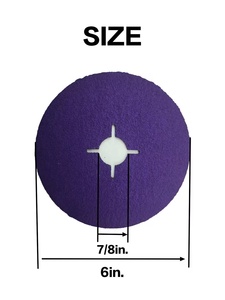 Disques en fibre de résine céramique pure en gros 6" 7" x 7/8" Grains 24/36/40/50 à trous croisés pour acier inoxydable et acier au carbone Fabricant OEM - Product Image 2