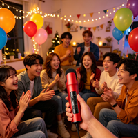Microphone de karaoké capacitif Bluetooth 5.0, mini microphone portable pour enregistrement en direct avec changeur de voix DSP et retour d'écouteurs