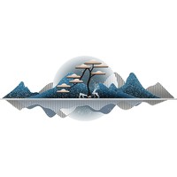 Peinture murale de fond de canapé de salon de style moderne et luxueux, paysage chinois avec lanternes, en porcelaine de cristal résistante à l'eau