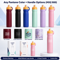 Bouteille de sport 750 ml, impression par transfert thermique couleur, bouteille d'eau isolée sans BPA, gourde isotherme en acier inoxydable, 12-24 heures