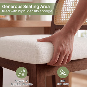 Modern Natural Woven Rattan <b>Back</b> Bar Counter <b>Stools</b> Thick Sponge Cushion Wooden Chairs for Outdoor Hotel & Dining Use - Product Image 3