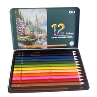 12 crayons de couleur aquarellables dans un étui métallique, ensemble de dessin soluble dans l'eau, fournitures de peinture artistique en gros pour enfants et adultes