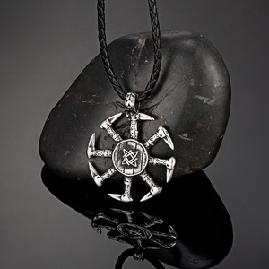 Vintage Viking Style Men's Stainless Steel <b>Cross</b> Pendant Necklace 60cm Fashionable Geometric Design - Product Image 2