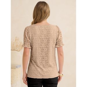 Women's Lace Square Neck <b>Blouse</b> Puff Sleeve Soft Top Elegant Vintage Sheer Layer Work Casual Spring Summer Fashion - Product Image 5