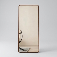 ECOLIVING Miroir sur pied Art Déco en métal, pleine longueur, 4 mm d'épaisseur, cadre noir arqué, éclairé, pliable, portable, incassable, pour mariage