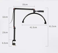 Lampe à LED bicolore 3200K à 5600K pour table à ongles Lampe de bureau demi-lune avec clip pour téléphone Trépied Arc Lampe à cils LED 20W