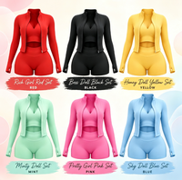 Ensemble 3 pièces personnalisé pour femme 2026 : veste ajustée à fermeture éclair, survêtement d'automne, tenue de sport et shorts pour la gym et le fitness