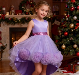 Nuevo Vestido Formal Infantil 2026 - Falda Estilo Princesa <span class=keywords><strong>para</strong></span> <span class=keywords><strong>Niñas</strong></span>, Vestido de Gasa Liso hasta la Rodilla <span class=keywords><strong>para</strong></span> Actuaciones de Piano - Product Image 6
