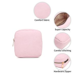 IStapromo Gifts Cute Corduroy Cosmetics Pouch Mini Makeup Bag with Zipper Closure Fashion Style <b>Purse</b> Accessory - Product Image 1