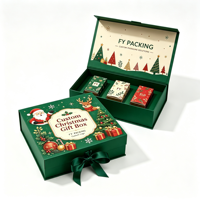 Boîte bonbons couvercle rabattable sapin Noël renne imprimée personnalisée papier spécial cadeau