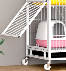 Huishoudelijke Massief Ijzeren Buis Kat Villa Panoramisch Cattery Interieur Luxe 3 Lagen Grote Ruimte Huis Kat Kooi Met Wielen Lade - Product Image 5