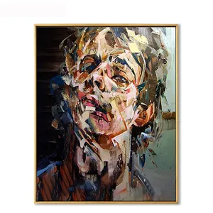 Fait à la main bel <span class=keywords><strong>homme</strong></span> visage abstrait <span class=keywords><strong>Portrait</strong></span> <span class=keywords><strong>peinture</strong></span> à l'huile sur toile <span class=keywords><strong>moderne</strong></span> couteau visage Figure décoration <span class=keywords><strong>peinture</strong></span> à l'huile pour chambre - Product Image 1