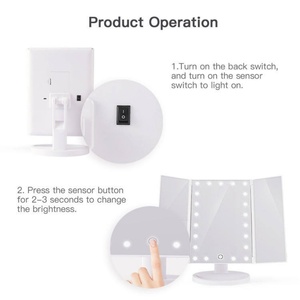 Magnification <b>Makeup</b> <b>Mirror</b> Led Tri-fold Lighted <b>Mirror</b> Vanity Cosmetic <b>Mirrors</b> With Light - Product Image 3