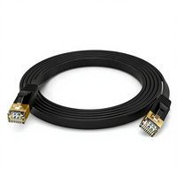 Câble DENIXI CAT7 à âme en cuivre pur, blindé SSTP, plat, quatre paires torsadées, 600 MHz, 10 Gbps, connecteur RJ45 métallique, patch