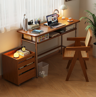 Bureau d'ordinateur en bois massif étroit avec cadre en acier inoxydable et étagère de rangement pour petits espaces - Vente en gros