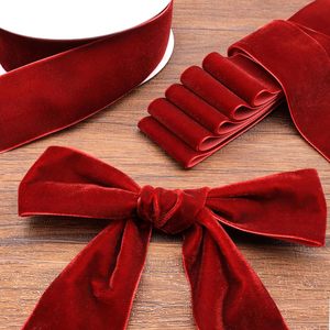 Rouleau de ruban de Noël en velours 2.5CM Ruban de velours de mariage 3.8CM Ruban de velours rouge pour emballage de cadeaux d'arbre de Noël - Product Image 3