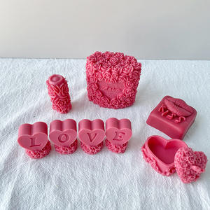 Riser precoce amore cuore labbra rosa cilindro a forma di candela sapone stampo in Silicone san valentino torta al cioccolato modanature da forno - Product Image 3