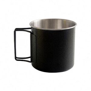Outdoor Camping Stainless Steel 304 Tumbler 330ml Capacity Green Black Folding Handle Modern <b>Spray</b> Painted Mug - Product Image 2