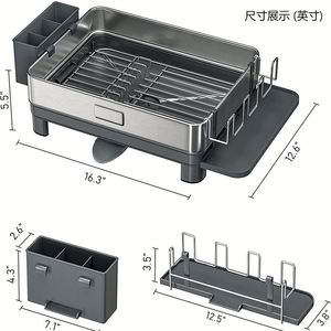 Estante de Alambre para Cocina, Escurridor de Platos, Rejilla para Secar Platos con Soporte para Tazas de Café - Product Image 3