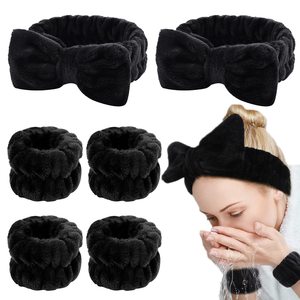 Custom Logo Skincare Spa Wristband Makeup Facial Wrist Washband Face Towel Wash Bow Headband <strong>Scrunchie</strong> Set for Women - Product Image 5