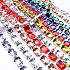 Hot-Vente 10X14Mm 13X18Mm Rectangulaire Diamant Chaîne à La Main Serré Couleur Verre Strass Bricolage Vêtements Accessoires D'art Décorations - Product Image 2