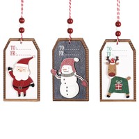 Nouvelles décorations de Noël : Petits ornements en bois en forme d'étiquette avec Père Noël et rennes, accents suspendus pour la maison
