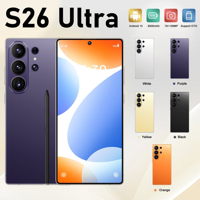 22GB+2TB S26 ultra 5G Dual SIM Android15 Smart Phone Global Version 7.3 Inch 144Hz 108MP Camera Dual Sim S26 ultra Mobile Phones