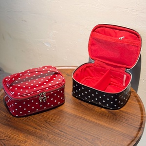 Black Polka Dot <b>Makeup</b> Storage Bag PU Leather Travel Cosmetic <b>Case</b> With Mesh Pocket For <b>Brushes</b> Beauty Toiletry Hand Bag - Product Image 4