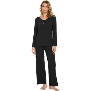 Ensemble de pyjama en viscose de bambou pour femmes, manches longues, vêtements de nuit amples et confortables avec poches, tailles S à XXL - Product Image 1