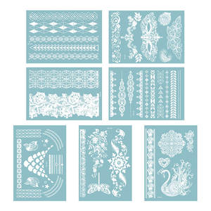 สติกเกอร์รอยสักโลหะสีทองฟอยล์สีเงิน,สติกเกอร์รอยสักชั่วคราว Mehndi กันน้ำสร้อยคอโซ่สีทองศิลปะบนร่างกาย - Product Image 5