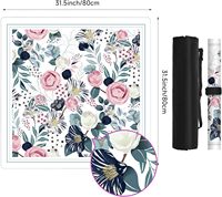 Tapis de table Mahjong élégant avec couverture antidérapante au design rose et rangement pour les amateurs de Mahjong