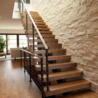 Design moderne personnalisé Mono Stringer Escaliers Appartement Loft Escaliers Intérieur Flottant Escaliers Droit Acier Bois Escalier