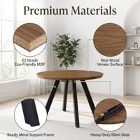 Table à manger extensible scandinave en placage de bois, plateau en MDF avec base métallique, rail silencieux robuste, fournisseur de meubles en gros