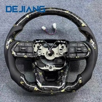 Volant en fibre de carbone forgé vert avec cuir perforé noir pour Toyota Corolla Hilux Revo N70 Tacoma Tundra Fortuner