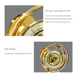 Toàn Cầu Tinh Khiết Brass Bảng Đồng Hồ Đa Chiều Biến Hình Dạng Nhiệt Độ Và Độ Ẩm Giám Sát Thạch Anh Bàn Đồng Hồ - Product Image 6