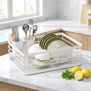 <span class=keywords><strong>ตู้</strong></span>เก็บ<span class=keywords><strong>จาน</strong></span>อเนกประสงค์พร้อมระบบระบายน้ำในตัว ชั้นวางจานแบบมินิมอลสำหรับวางชามและแก้ว - Product Image 1