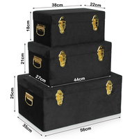 Boîte en velours, noir, personnalisation, ensemble de trois troncs de rangement en velours, décorations