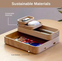 Organisateur de bureau modulaire écologique en bois massif poli minimaliste avec multifonctionnalité