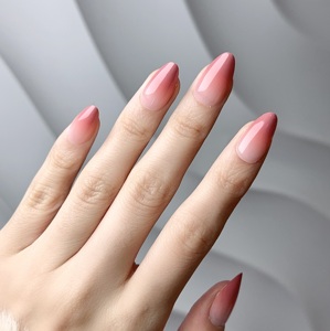 AIERFEI Listo Para Enviar Lo Más Nuevo Brillante Rosa Ombre Prensa En Las <span class=keywords><strong>Uñas</strong></span> Forma De Almendra Corta Puntas De <span class=keywords><strong>Uñas</strong></span> Acrílicas - Product Image 2