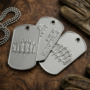 Collar con Placa de Identificación Personalizada para Hombre, Estilo Hip-Hop Urbano, Logotipo Metálico en Relieve 3D, Plata, Aleación de Zinc Resistente - Product Image 3