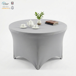 Funda de mesa elástica de spandex de 8 pies, color azul marino, resistente, para presentaciones - Product Image 1