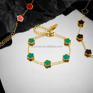 Five Clover Bracelet <strong>Stainless</strong> <strong>Steel</strong> Simple Fashion Flower Bracelets for Men Women Bracelets Girl <strong>Jewelry</strong> Clavicle Chain - Product Image 5