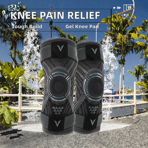 Genouillère épaisse Bupala pour le basketball, avec stabilisateurs latéraux, coussinets en gel pour la rotule, sangle de genouillère en spandex/nylon, protection à boucle - Product Image 2